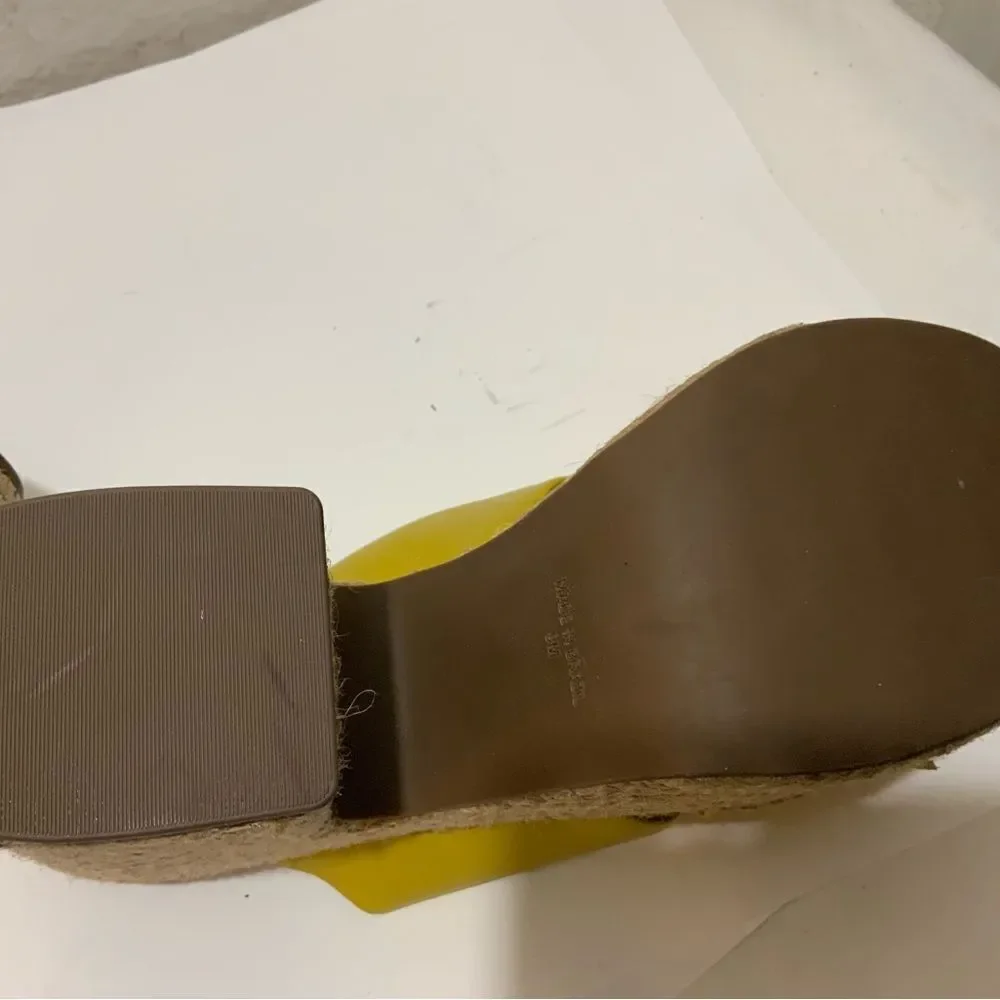 Steve Madden size 9 yellow Tan espadrille platform sandals leather